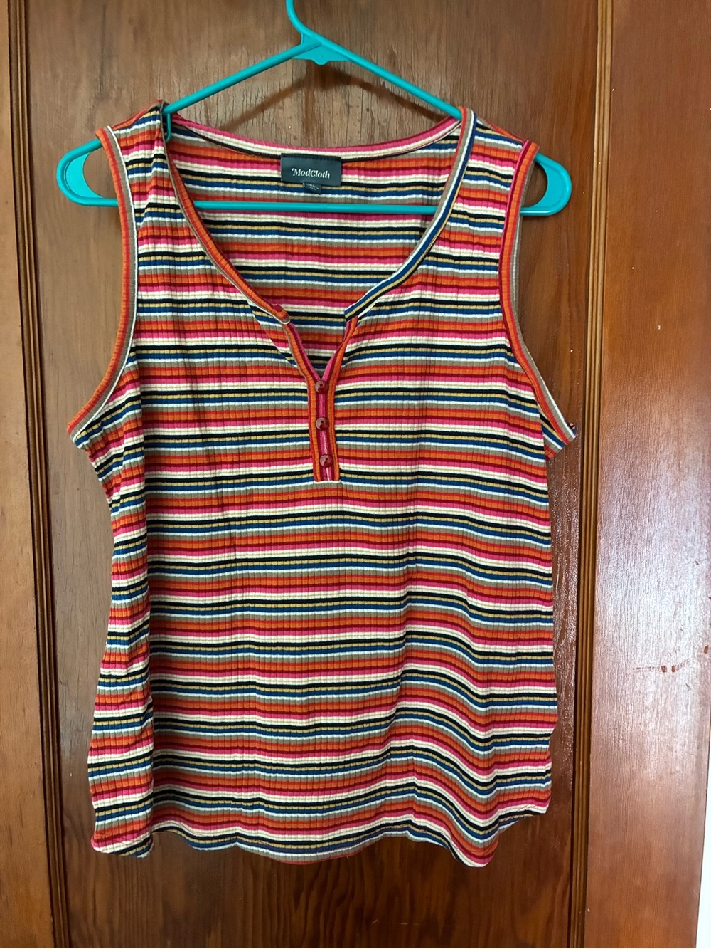 ModCloth Multi-Colored Striped Ribbed Knit Tank Top 🧡💕🧡💕🧡 - Picture 7 of 7